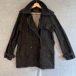 Lauren Jeans Co. Ralph Lauren Dark Denim Trench Coat Jacket No Belted Women Med